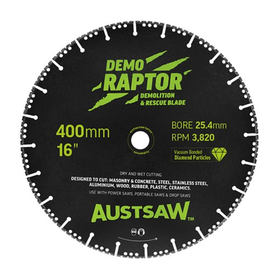 Sheffied AUSTSAW Demo Raptor Demolition Diamond Blade 400mm (16") x 25.4mm Carded