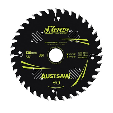 Sheffield Austsaw Extreme Wood w/Nails Blade 136mm x 20 Bore Carded
