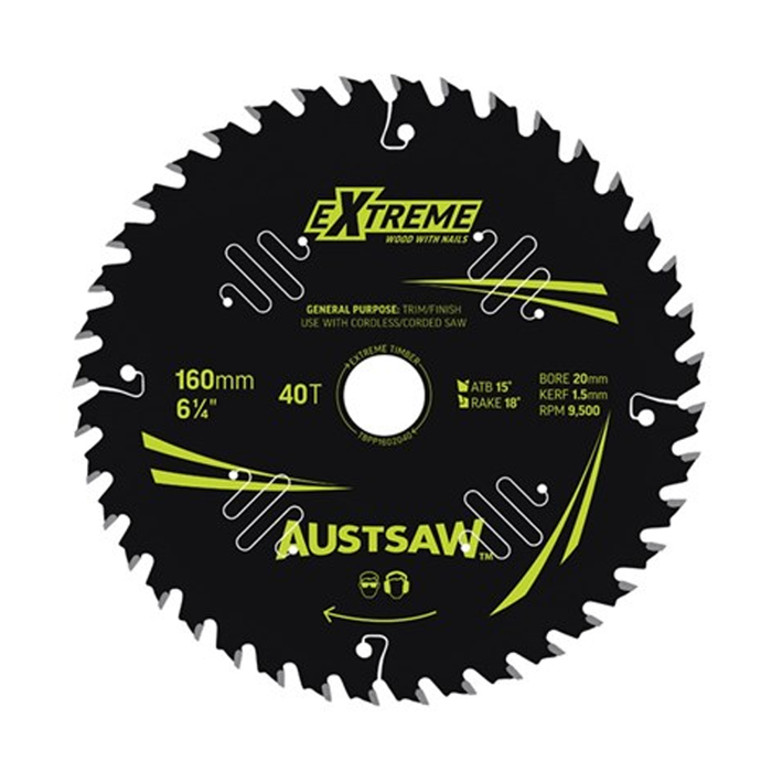 Sheffield Austsaw Extreme Wood w/Nails Blade 160mm x 20 Bore Carded