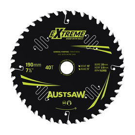 Sheffield Austsaw Extreme Wood w/Nails Blade 190mm x 20 Bore 40T Carded