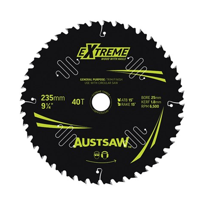 Sheffield Austsaw Extreme Wood w/Nails Blade 235mm x 25 Bore Carded