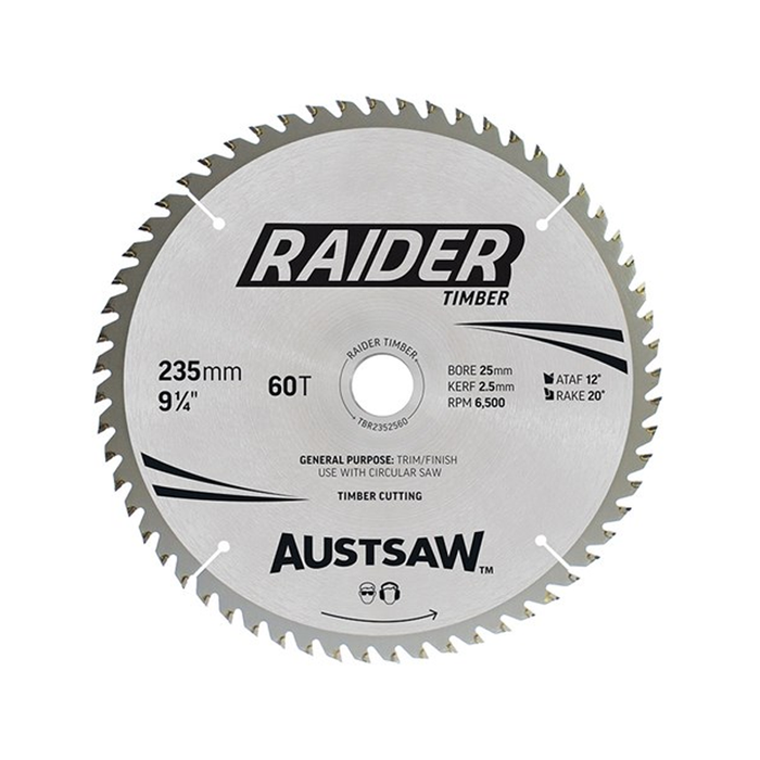 Sheffield Austsaw Raider Timber Blade 235mm x 25 Bore Carded