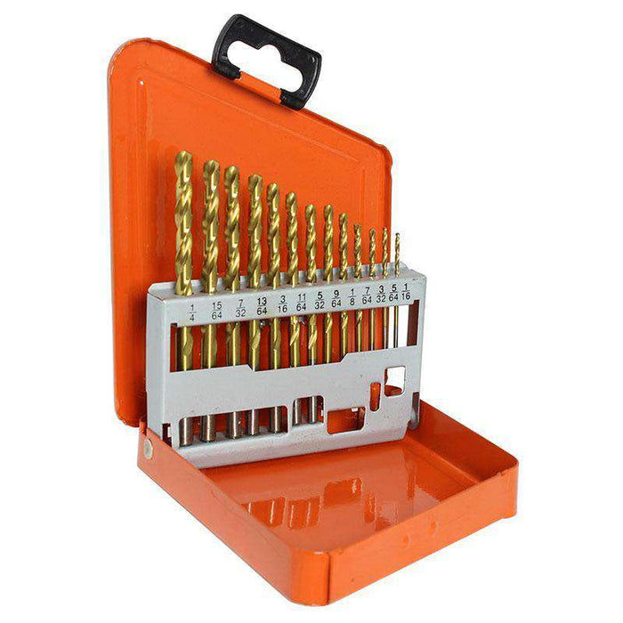 Sheffield Alpha 13 Piece 13pc ImperialGold Series Metal Case Drill Set (1590173270088)