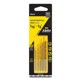 Sheffield ALPHA 5 Pce Imperial Gold Series Drill Refill Pack - 1/16 - 1/8in