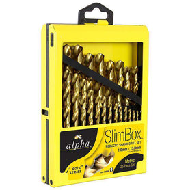 Sheffield Alpha 25pce Gold Series Reduced Metric SLimbox Drill Set (1589830123592)