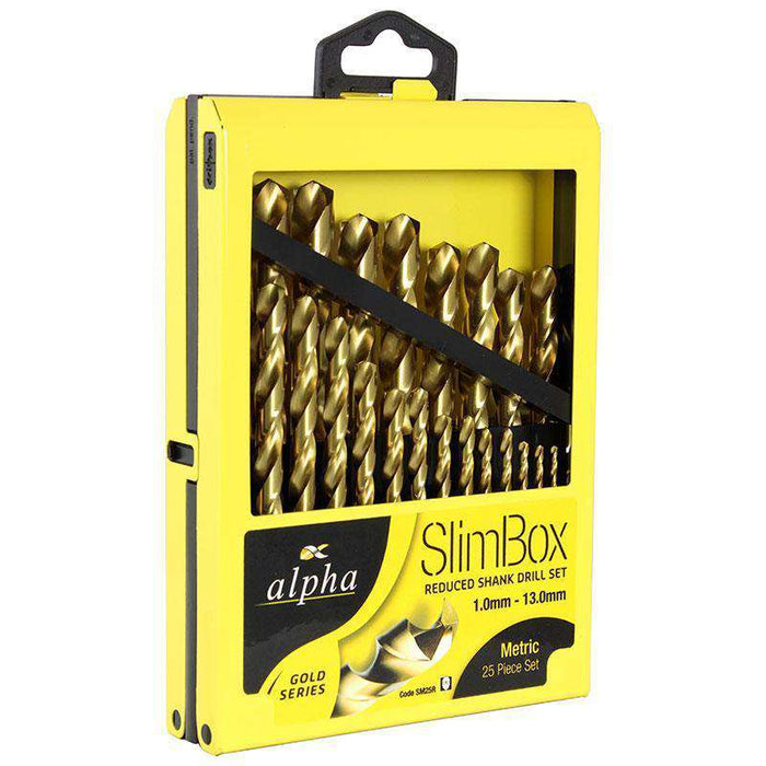 Sheffield Alpha 25pce Straight Gold Reduced Metric SLimbox Drill Set (1589829533768)