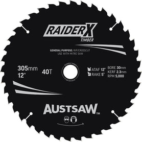 Sheffield Austsaw RaiderX Timber Blade 305mm x 30/25.4 Bore Carded