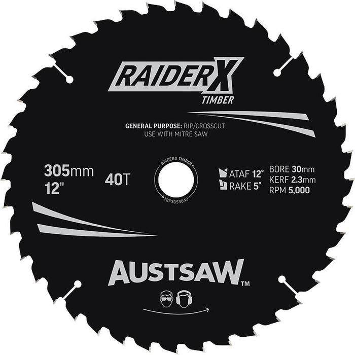 Sheffield Austsaw RaiderX Timber Blade 305mm x 30 Bore Carded