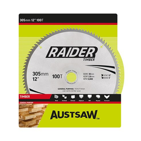 Sheffield Austsaw Raider Timber Blade 305mm x 30 Bore x 100T Thin Kerf Carded