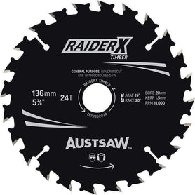 Sheffield Austsaw RaiderX Timber Blade 136mm x 20/16 Bore Carded 36